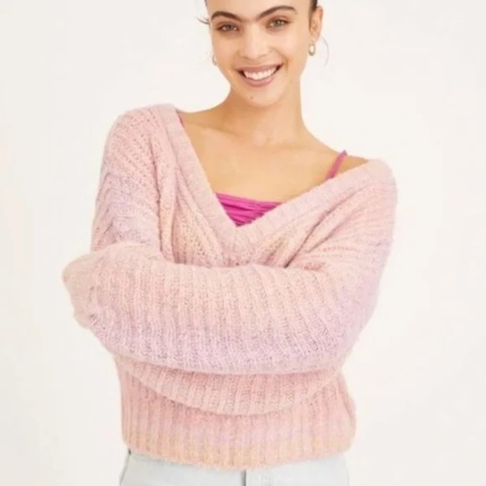 Urban Outfitters Cassia Space-Dye Sweater in Pink / Purple | Size L